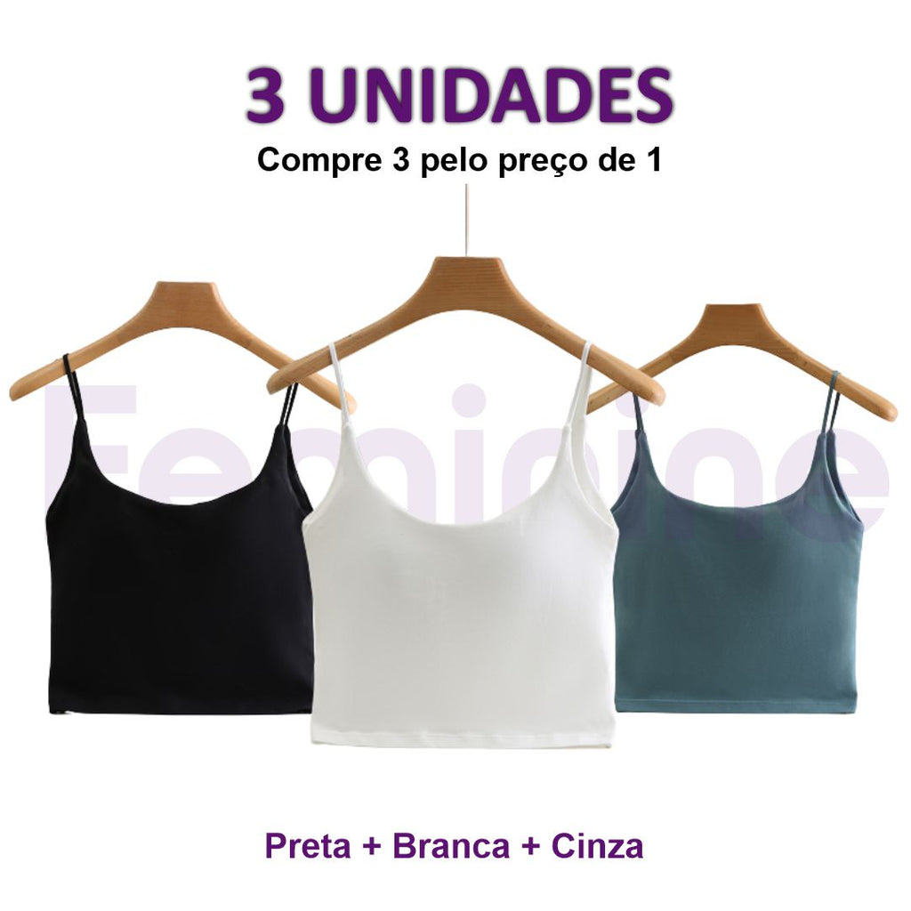 CROPPED COM SUTIÃ EMBUTIDO® (KIT COM 3 PEÇAS)