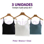 CROPPED COM SUTIÃ EMBUTIDO® (KIT COM 3 PEÇAS)