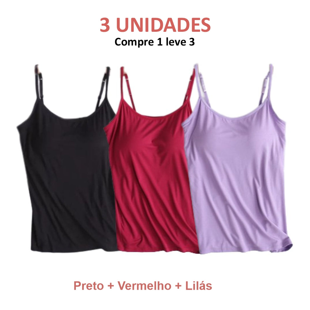 REGATA COM SUTIÃ EMBUTIDO (COMPRE 1 LEVE 3)