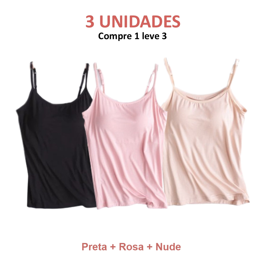 REGATA COM SUTIÃ EMBUTIDO (COMPRE 1 LEVE 3)