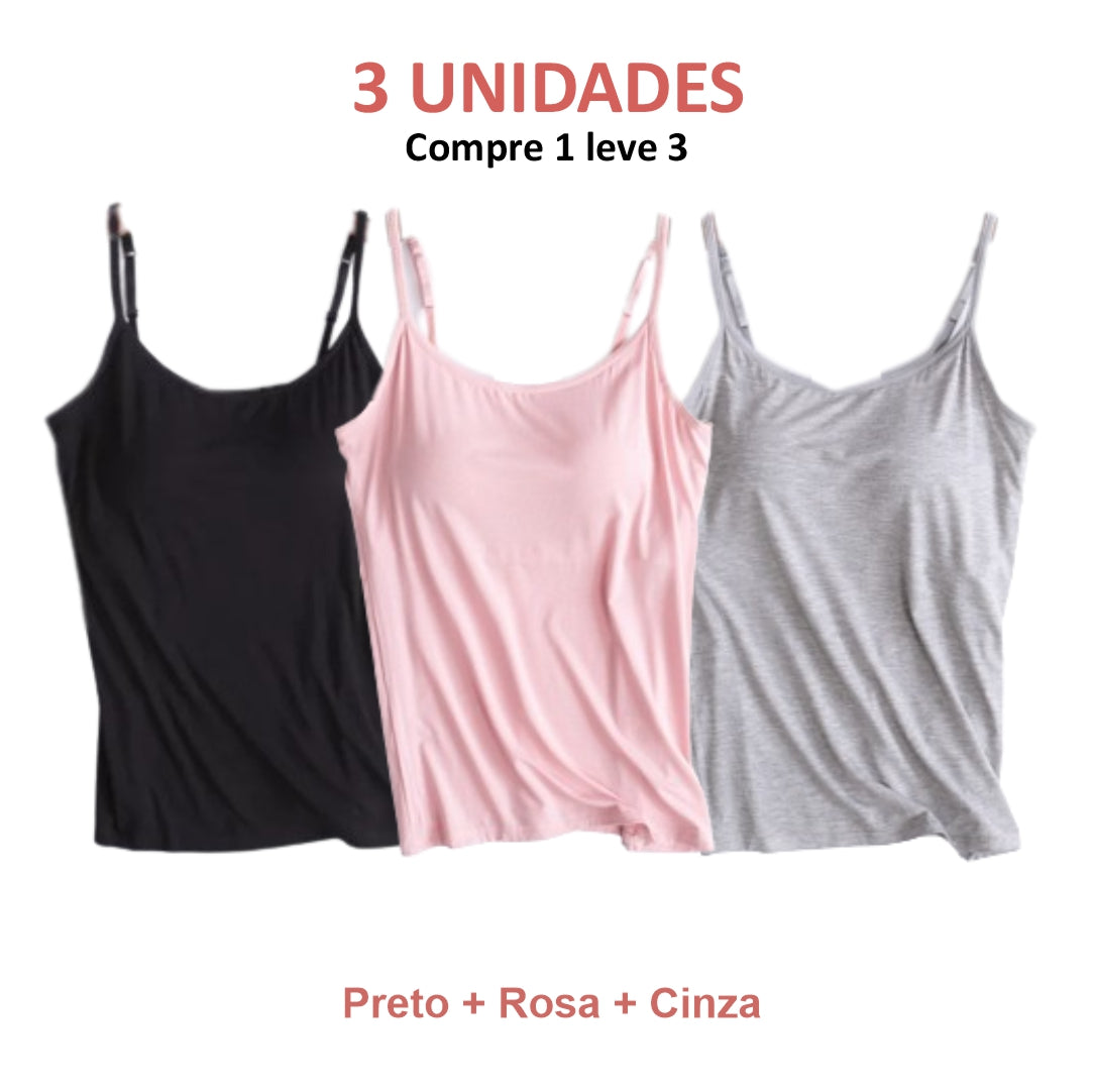 REGATA COM SUTIÃ EMBUTIDO (COMPRE 1 LEVE 3)