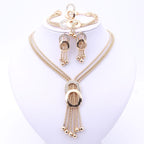 Conjuntos de Brincos Colar Pulseira e Anel Cristal Africano