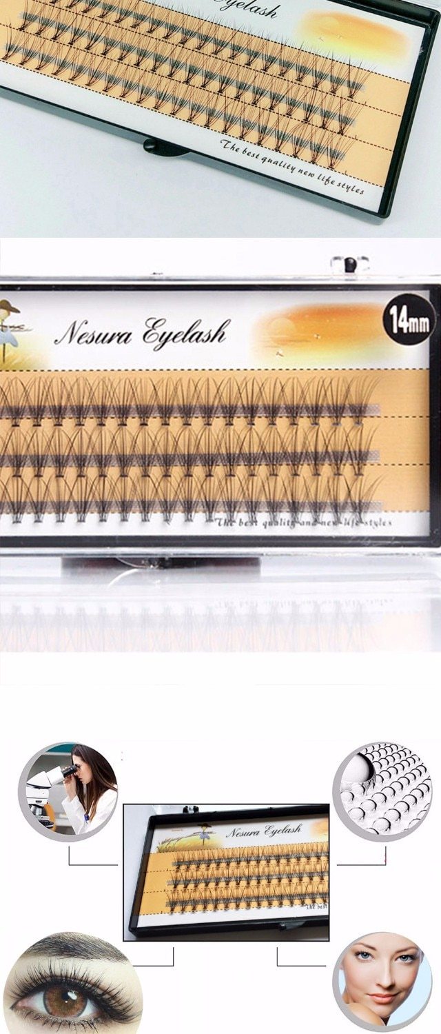 Kit Com 60 Cílios Postiços Natural