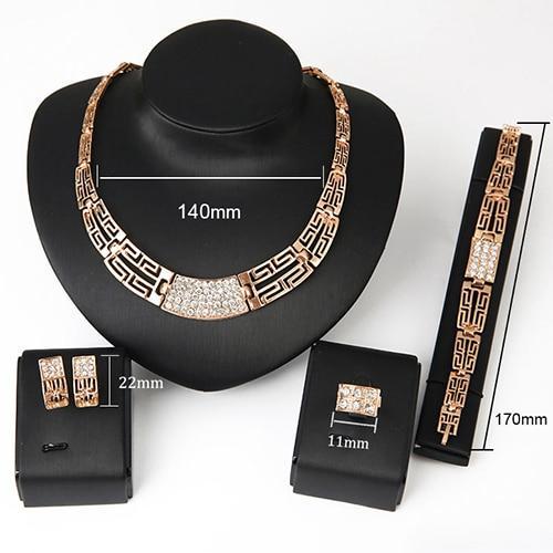 Conjunto de Colar Pulseira Brinco Anel